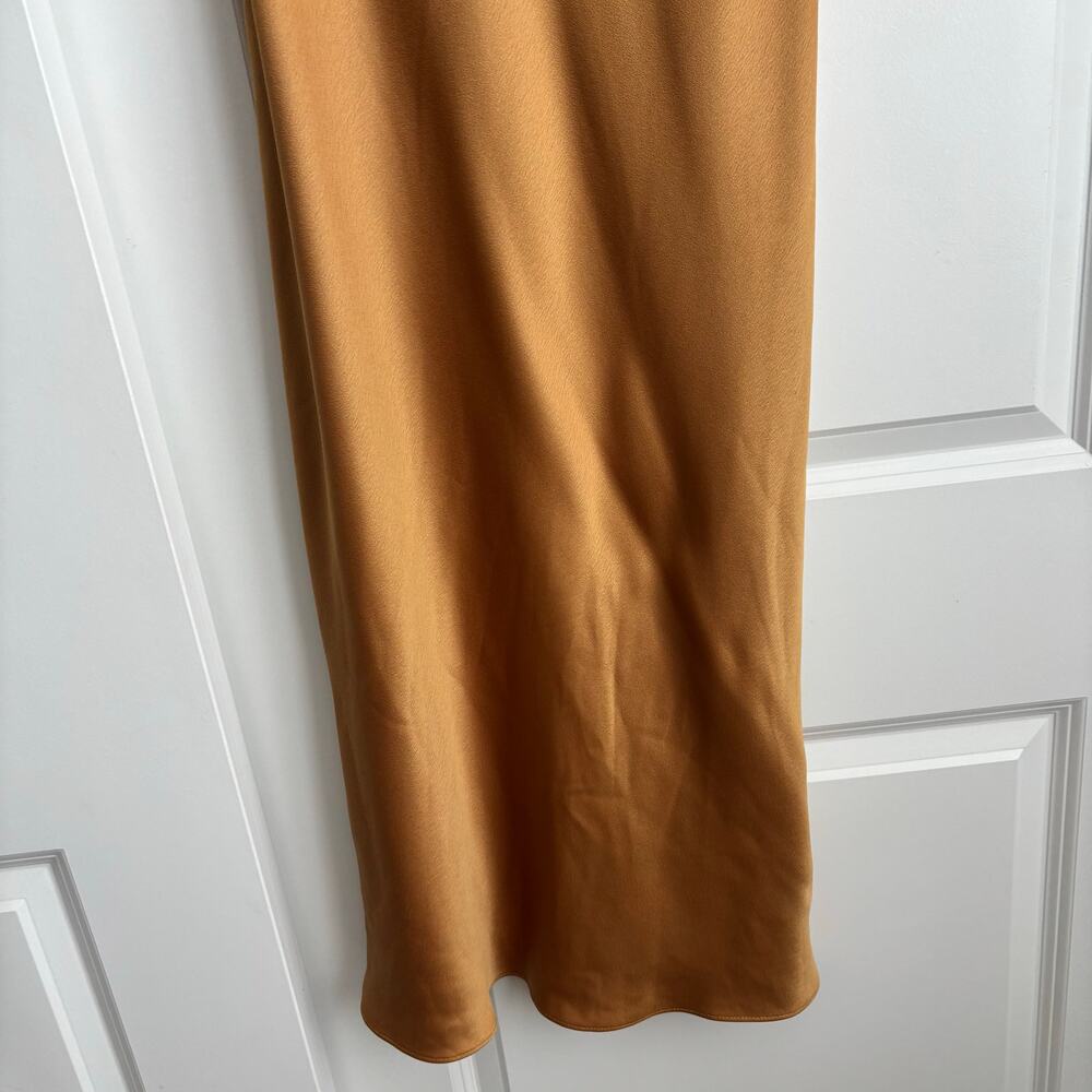 Jenny Yoo Marigold Gold Satin Cowl Neck Midi Dress Wedding Guest - Picture 8 of 16